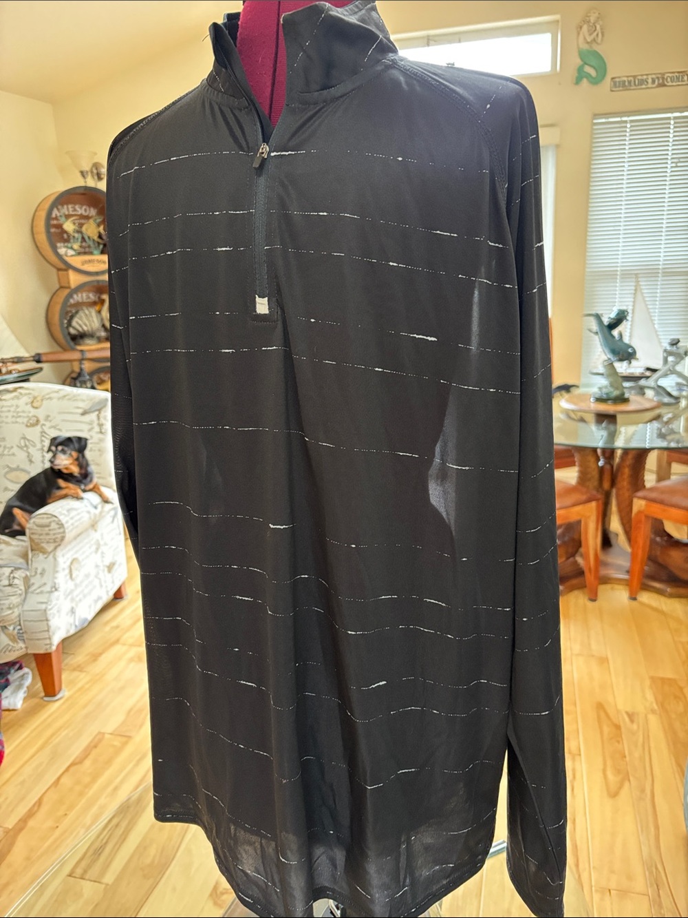 Men's Black Zip-Up Lightweight Quarter Zip Sweater